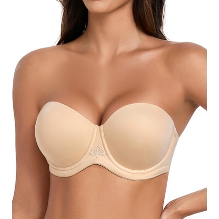 Curyon Women's Strapless Bras Plus Size Underwire Full Figure Convertible Bra,32D