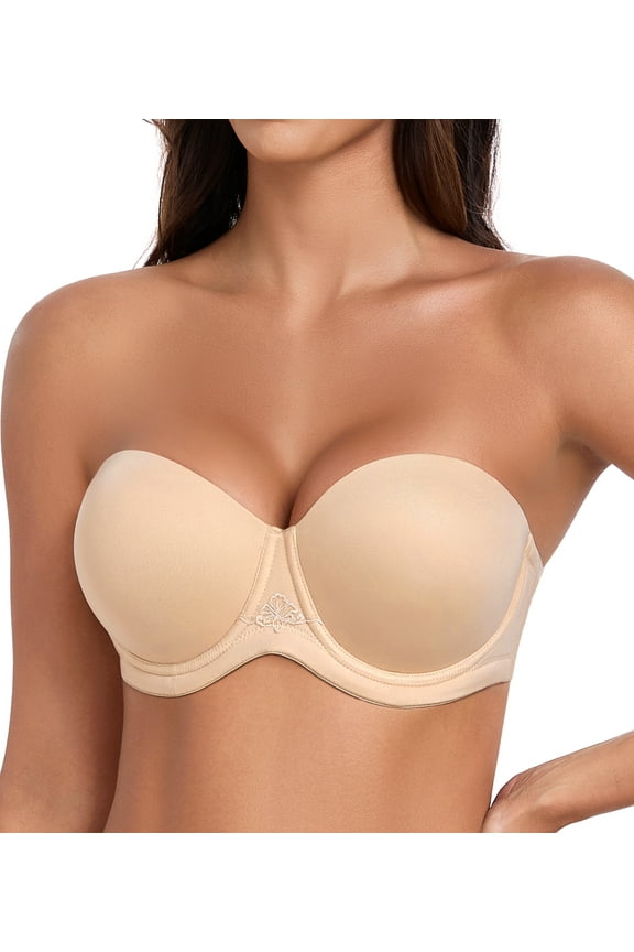 Women's Strapless Bras Plus Size Underwire Full Figure Convertible Bra,42D