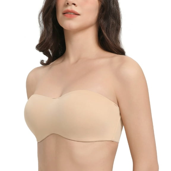 Curyon Women's Strapless Bras Underwire Anti Slip Minimizer Bra,38C