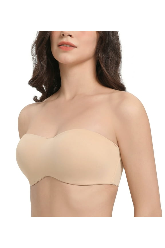 Women's Strapless Bras Underwire Anti Slip Minimizer Bra,38D