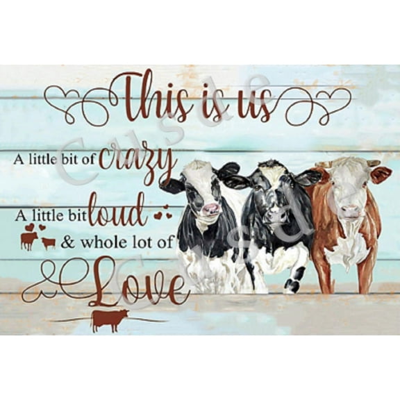 Cusde Cow Metal Tin Sign This is Us Wall Art Farmhouse Sign Home Decorations Retro Wall Decor Funny Poster House Yard Rustic Wall Art Hanging Plaques Gifts for Cow Lovers 8x12 inches