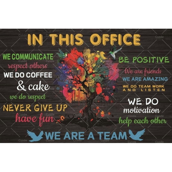 Cusde Funny Office Decor Poster Inspirational Quote In This Office We Are A Team Metal Tin Sign Gifts For Boss And Colleague Office Meeting Room Studio 8x12 Inch