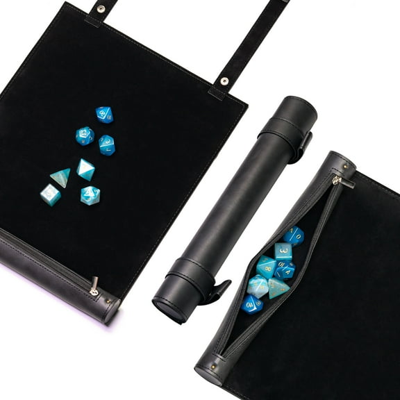 Cusdie 2 in 1 Dice Rolling Mat & Zippered Dice Holder Dice Tray - Compatible with DND Polyhedral Dice Dungeons and Dragon