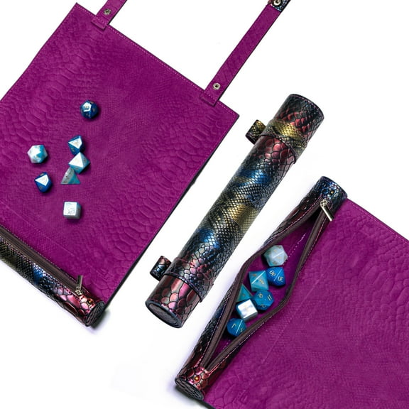 Cusdie 2 in 1 Dice Rolling Mat & Zippered Dice Holder Dice Tray - Compatible with DND Polyhedral Dice Dungeons and Dragon