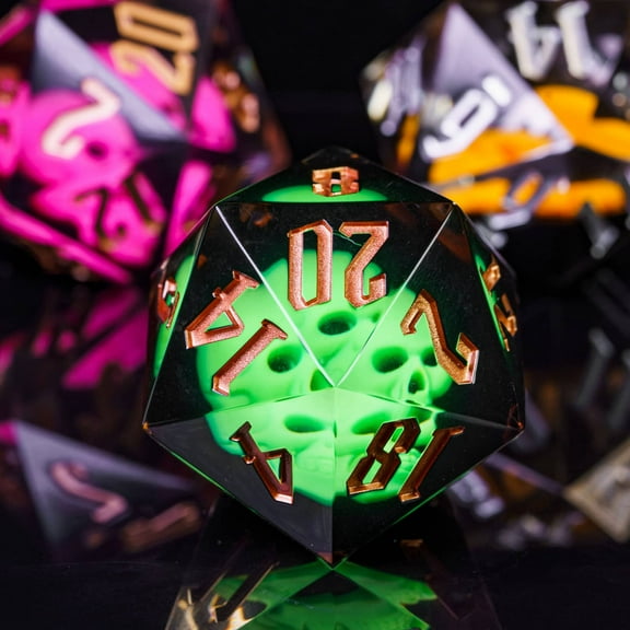 Cusdie 55MM D20 DND Dice Sharp Edges Dice, 20 Sided Resin Skull Dice, Single D20 Polyhedral Dice with Gift Box for Dungeons and Dragons TTRPG Role Playing Game Pathfinder