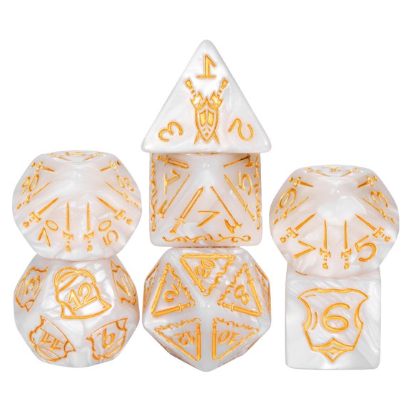 Cusdie 7-Die 25mm Giant DND Dice, Shield&Sword Pattern Polyhedral Dice Set for Role Playing Game Dungeons and Dragons D&D Dice Pathfinder