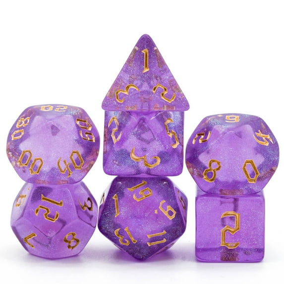 Cusdie 7-Die Acrylic DND Dice, Sickle Font Polyhedral Dice Set for Role Playing Game Dungeons and Dragons D&D Dice Pathfinder