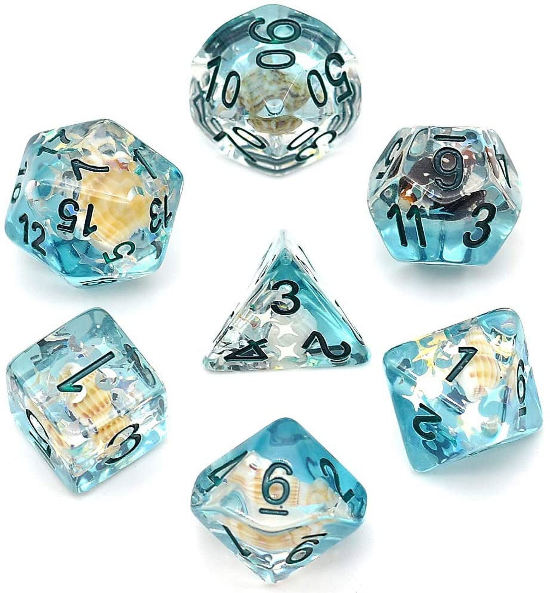 Cusdie 7Die DND Dice Blue Conch Dice Set Polyhedral DND Dice for