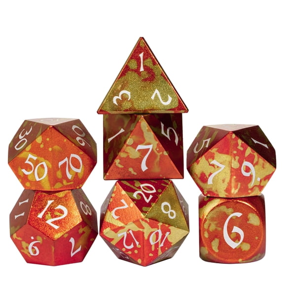 Cusdie 7-Die DND Dice Set - Premium Aluminum Metal Dice Polyhedral D&D Dice Set for Dungeons and Dragons TTRPG Role Playing Games
