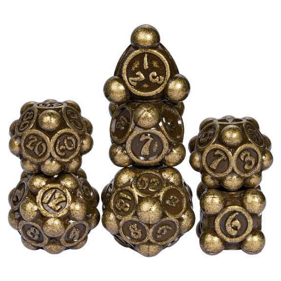 Cusdie 7-Die Metal DND Dice Set, Ball Tip Design Metal Polyhedral D&D Dice Set for DND Dungeons and Dragons TTRPG Role Playing Games