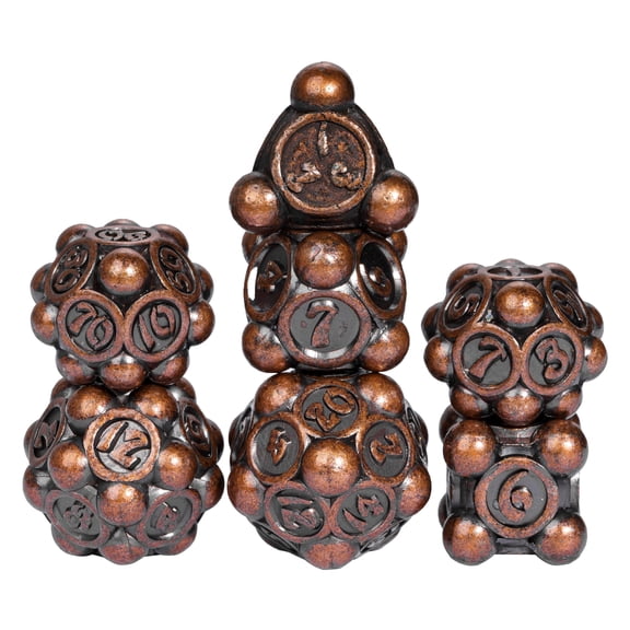 Cusdie 7-Die Metal DND Dice Set, Ball Tip Design Metal Polyhedral D&D Dice Set for DND Dungeons and Dragons TTRPG Role Playing Games