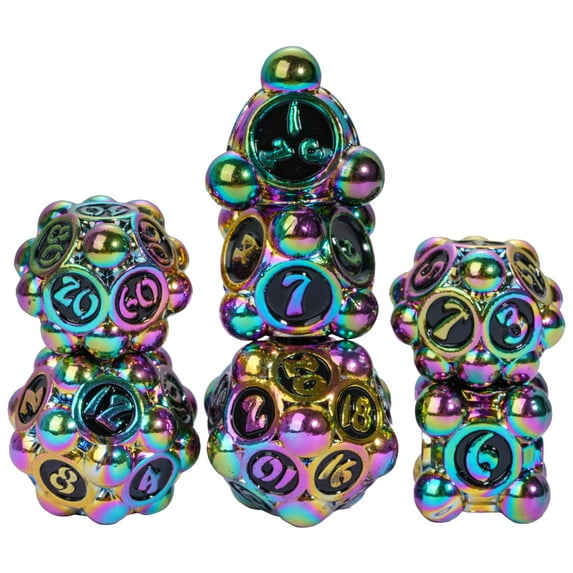 Cusdie 7-Die Metal DND Dice Set, Ball Tip Design Metal Polyhedral D&D Dice Set for DND Dungeons and Dragons TTRPG Role Playing Games