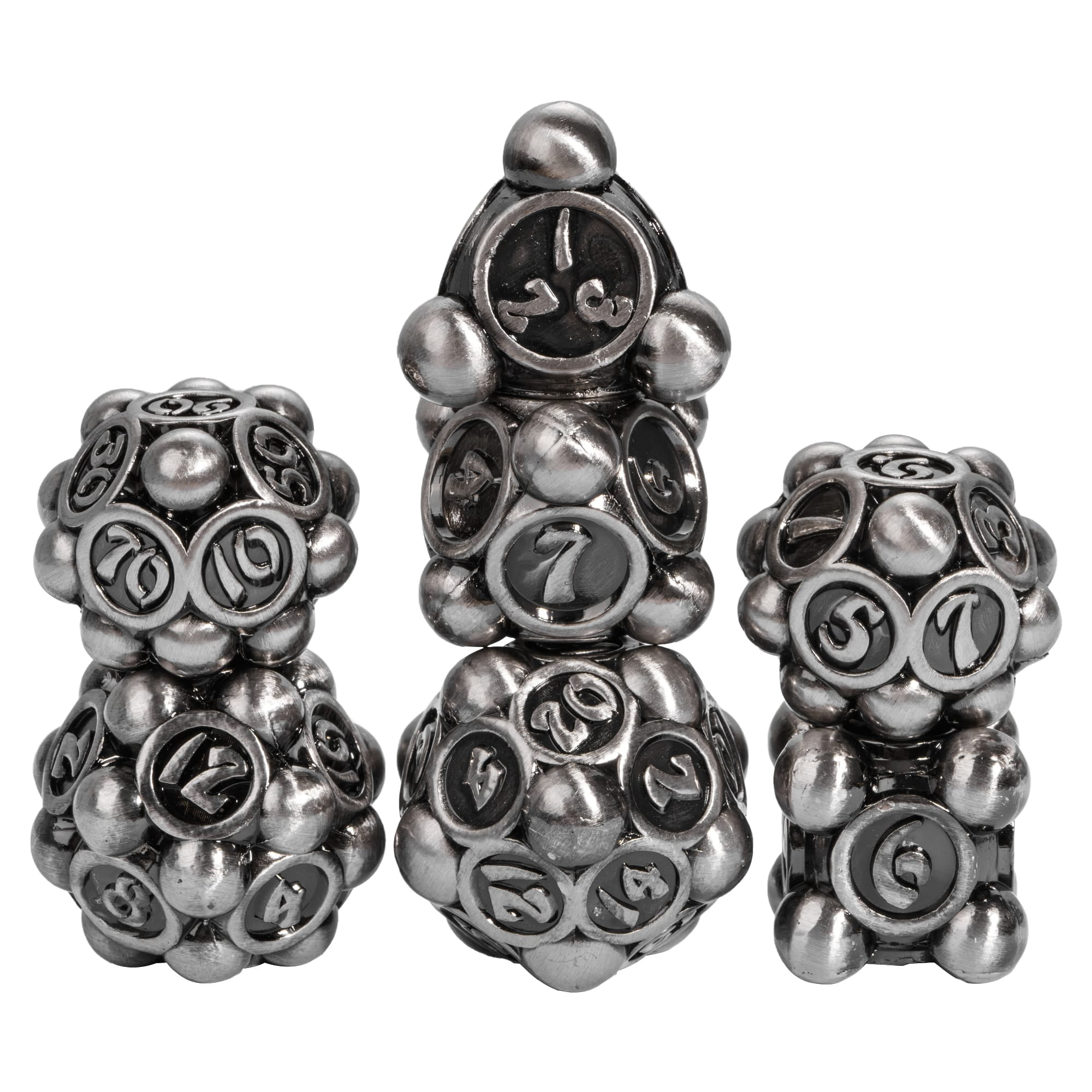 Cusdie 7-Die Metal DND Dice Set, Ball Tip Design Metal Polyhedral D&D Dice Set for DND Dungeons and Dragons TTRPG Role Playing Games