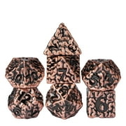Cusdie 7-Die Metal DND Dice Set, Brain-patterned Metal Polyhedral D&D Dice Set for DND Dungeons and Dragons TTRPG Role Playing Games