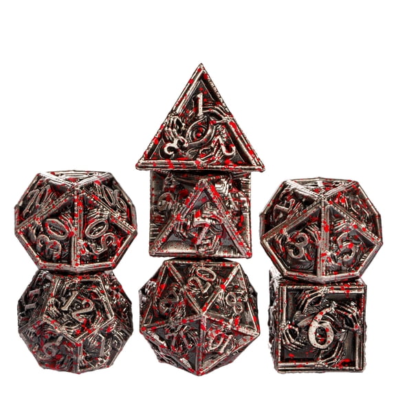 Cusdie 7-Die Metal DND Dice Set, Ghost Claw Design Metal Polyhedral D&D Dice Set for DND Dungeons and Dragons TTRPG Role Playing Games