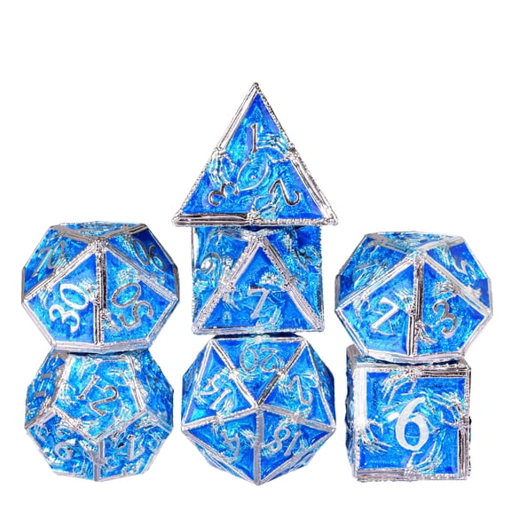 Cusdie 7-Die Metal DND Dice Set, Ghost Claw Design Metal Polyhedral D&D Dice Set for DND Dungeons and Dragons TTRPG Role Playing Games