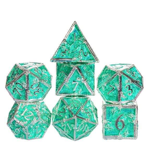 Cusdie 7-Die Metal DND Dice Set, Ghost Claw Design Metal Polyhedral D&D Dice Set for DND Dungeons and Dragons TTRPG Role Playing Games