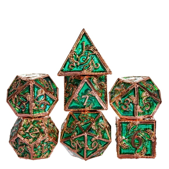 Cusdie 7-Die Metal DND Dice Set, Ghost Claw Design Metal Polyhedral D&D Dice Set for DND Dungeons and Dragons TTRPG Role Playing Games