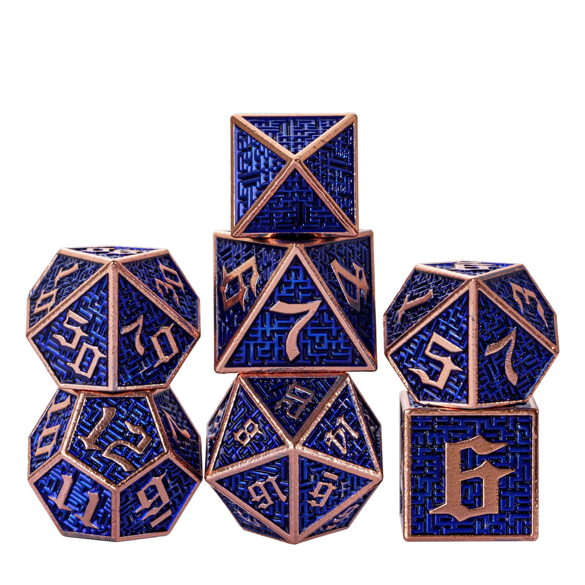 Set Di Dadi Pieghevoli Metallici 7 In 1 Con Custodia PU – D4 D6 D8 D10 D12 D20 D% Con Draghi