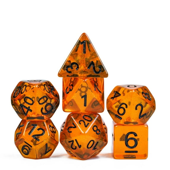 Cusdie 7-Die Resin DND Dice, Polyhedral Dice Set with Aurora Glitters for Role Playing Game Dungeons and Dragons D&D Dice MTG Pathfinder
