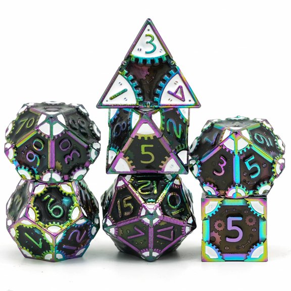 Cusdie 7 PCS/SET DND Metal Dice, Steampunk Polyhedral D&D Dice Set, Metal Dice Set for Role Playing Game D&D Dice MTG Pathfinder