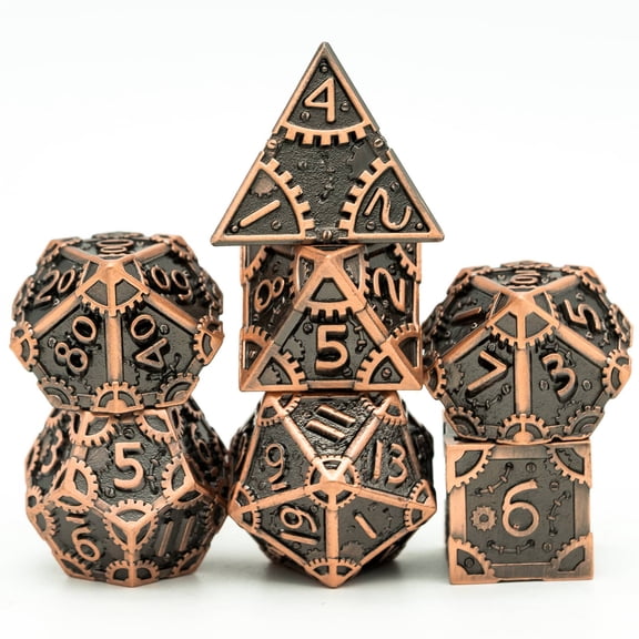 Cusdie 7 PCS/SET DND Metal Dice, Steampunk Polyhedral D&D Dice Set, Metal Dice Set for Role Playing Game D&D Dice MTG Pathfinder