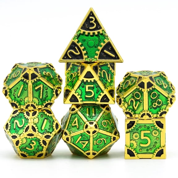 Cusdie 7 PCS/SET DND Metal Dice, Steampunk Polyhedral D&D Dice Set, Metal Dice Set for Role Playing Game D&D Dice MTG Pathfinder