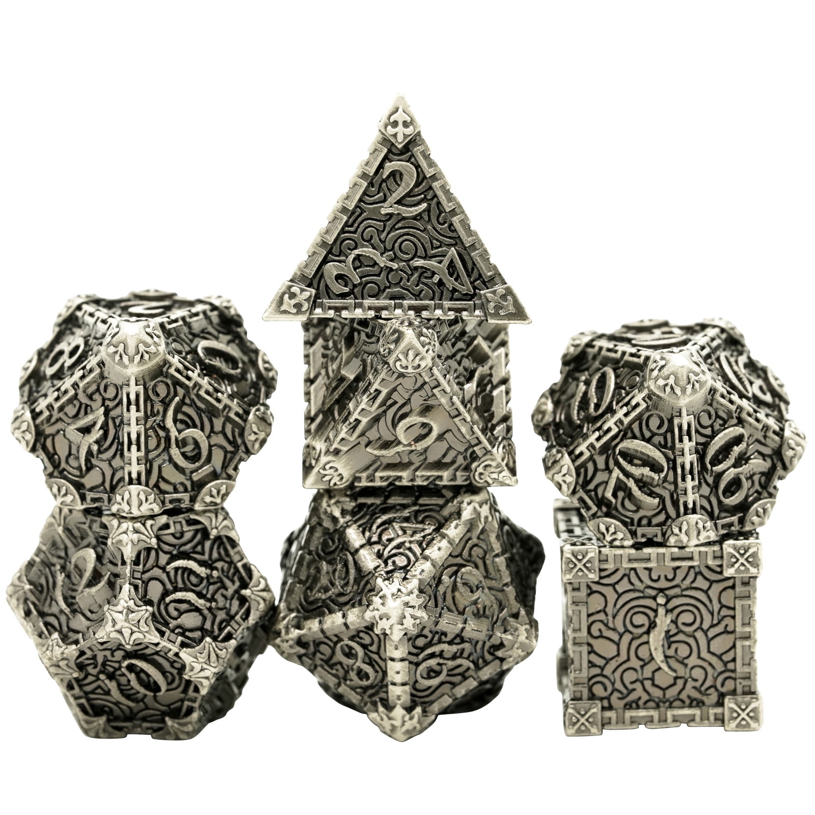 Cusdie 7 Pcs DND Metal Dice, Dagger Design Polyhedral Dice Set, Metal Dice Set for Role Playing Game D&D Dice MTG Pathfinder