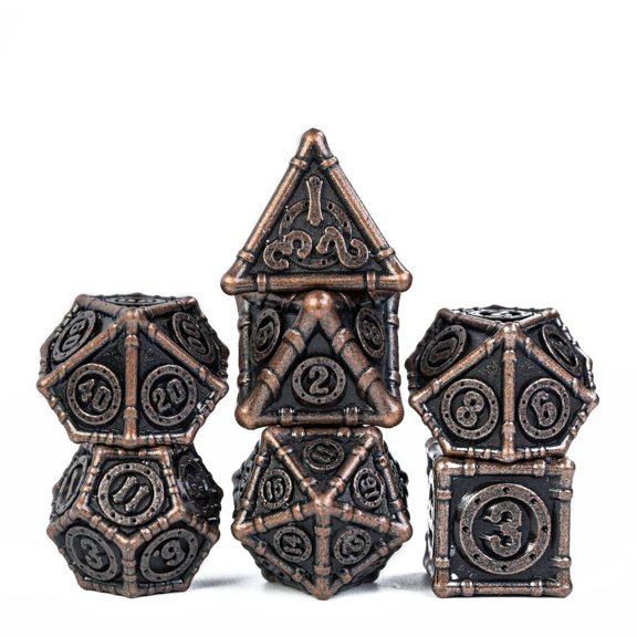 Cusdie 7 Pcs DND Metal Dice, Steampunk Style Polyhedral Dice Set, Metal Dice Set for Role Playing Game D&D Dice MTG Pathfinder