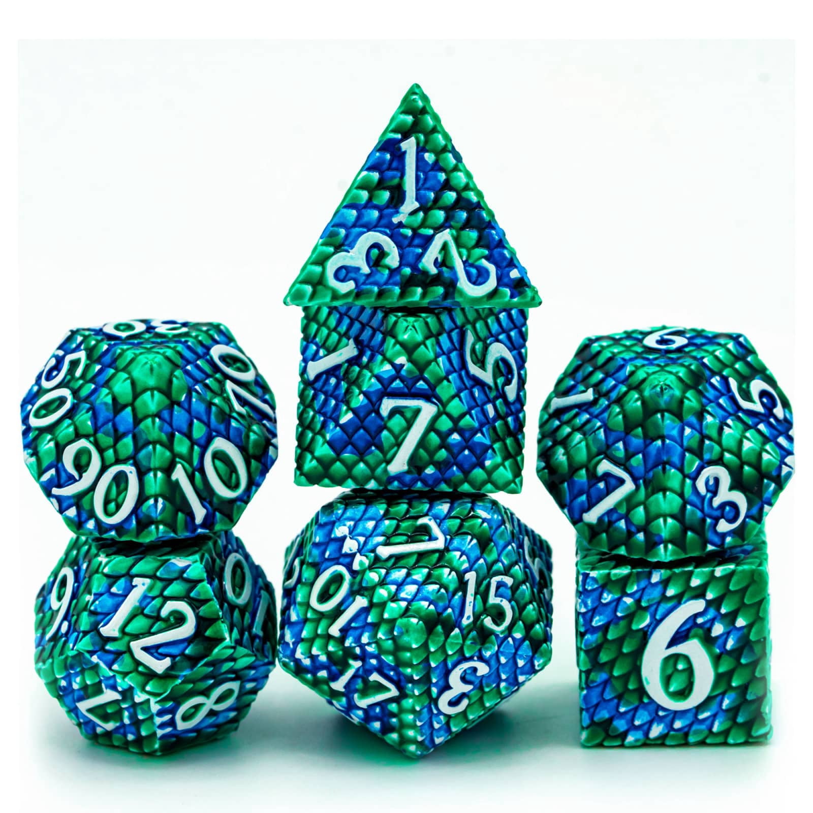 Cusdie 7PCS/Set DND Metal Dice, Dragon Scale Metal Dice Set, Polyhedral Dice Set, for Role Playing Game D&D Dice MTG Pathfinder