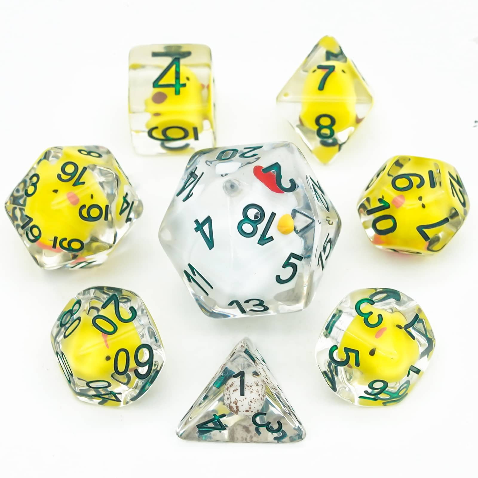 FLASHOWL Dés Canard Polyédriques Pour D&D - 7 Dés RPG Avec Petit Canard à L'Intérieur - Jeu De Dés Donjons Et Dragons Bleu - Super Cadeau Pour Joueurs