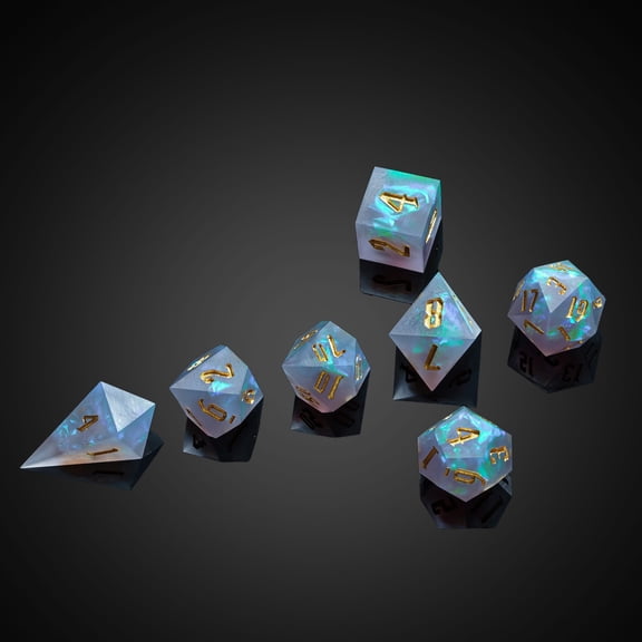 Cusdie Frosted Sharp Edges DND Dice, 7 PCs D&D Dice Set, Handcrafted Polyhedral Dice Set, for TTRPG Role Playing Game Pathfinder