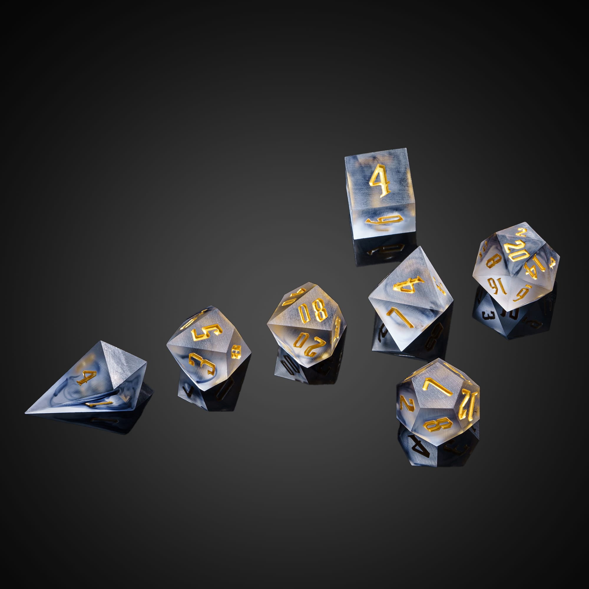 Sharp Edge Game Cusdie Frosted Sharp Edges DND Dice, 7 PCs D&D Dice Set, Handcrafted ...