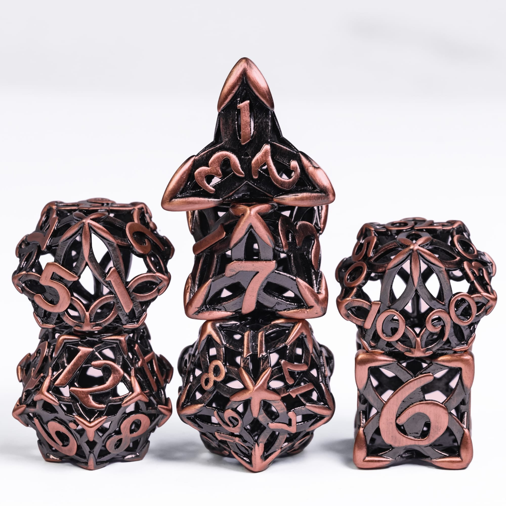 Cusdie Hollow Metal Dice, Celtic Knot D&D Dice, 7 Pcs Metal Dice Set, Polyhedral Dice Set, for Role Playing Game MTG Pathfinder