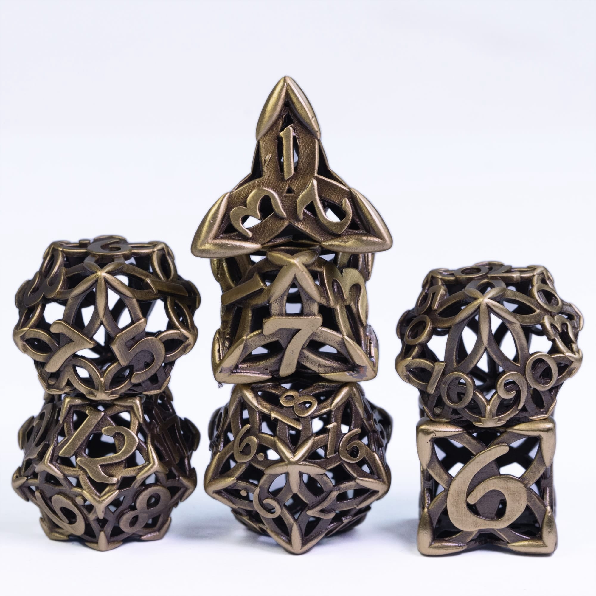 Cusdie Hollow Metal Dice, Celtic Knot D&D Dice, 7 Pcs Metal Dice Set, Polyhedral Dice Set, for Role Playing Game MTG Pathfinder