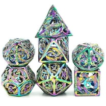 Cusdie Hollow Metal Dice, Flying Dragon D&D Dice, 7 Pcs DND Dice Set, Polyhedral Dice Set, for Role Playing Game MTG Pathfinder