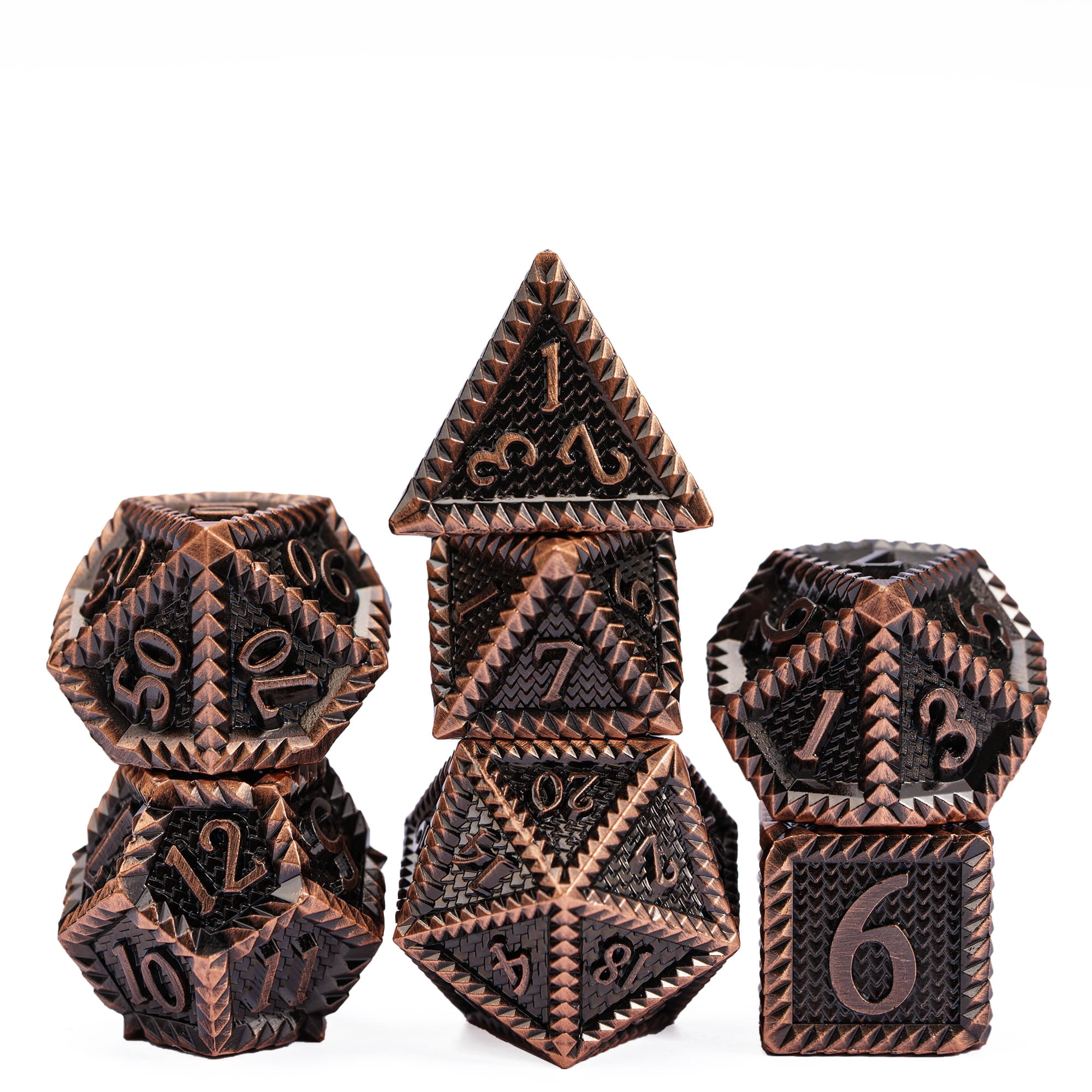 Cusdie Metal DND Dice Set, 7 die Metal Polyhedral D&D Dice Set Serrated Edge Dice for DND Dungeons and Dragons TTRPG Role Playing Games