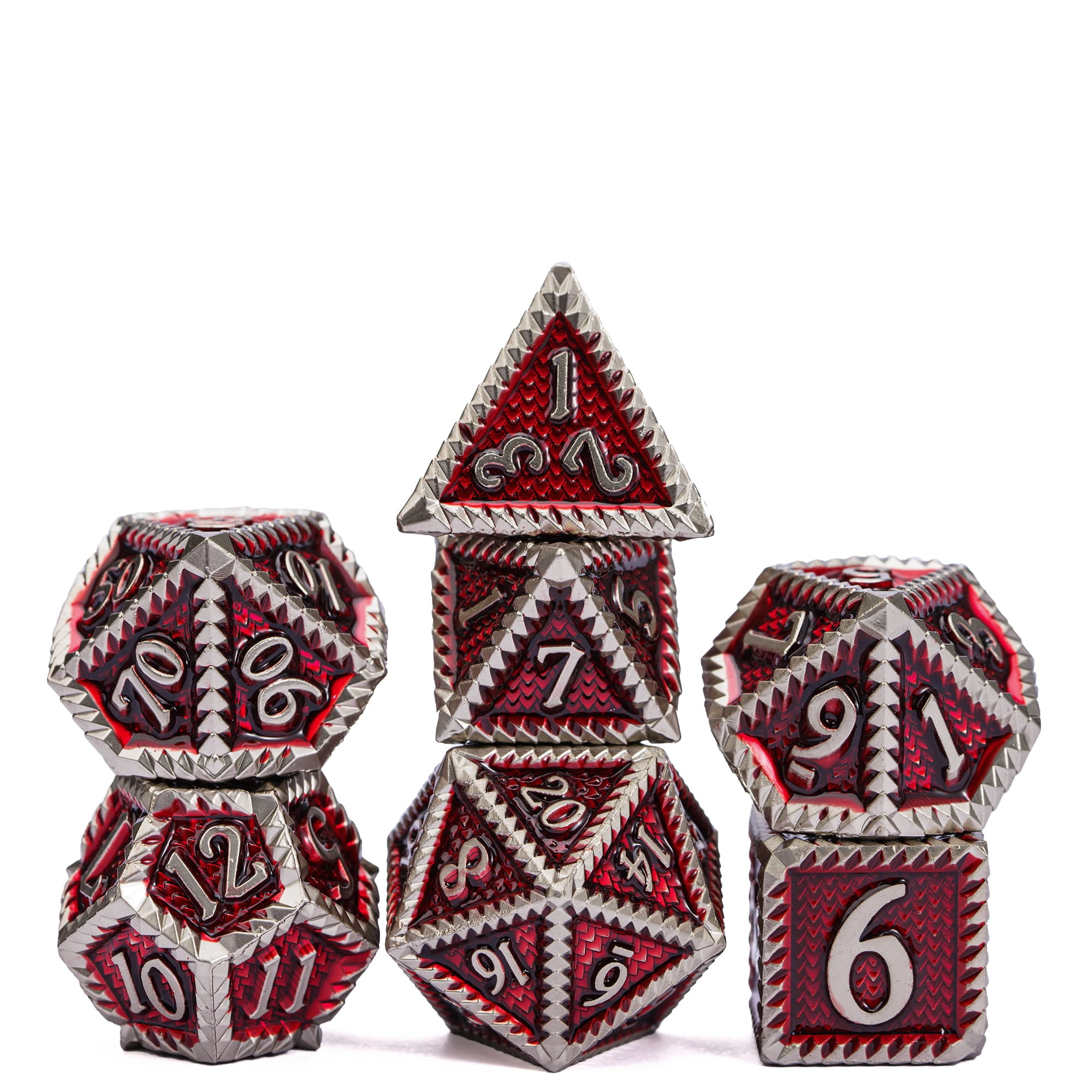 Dadi Set D&D Metallo 7 Pezzi D4 D6 D8 D10 D12 D20 D% Poliedrici Dadi