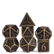 Cusdie Metal DND Dice Set, 7 die Metal Polyhedral D&D Dice Set Serrated Edge Dice for DND Dungeons and Dragons TTRPG Role Playing Games