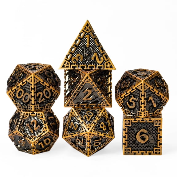 Cusdie Metal Dice Set, 7 Pcs DND Metal Dice, Dragon Scale Polyhedral Dice Set, for Role Playing Game D&D Dice MTG Pathfinder