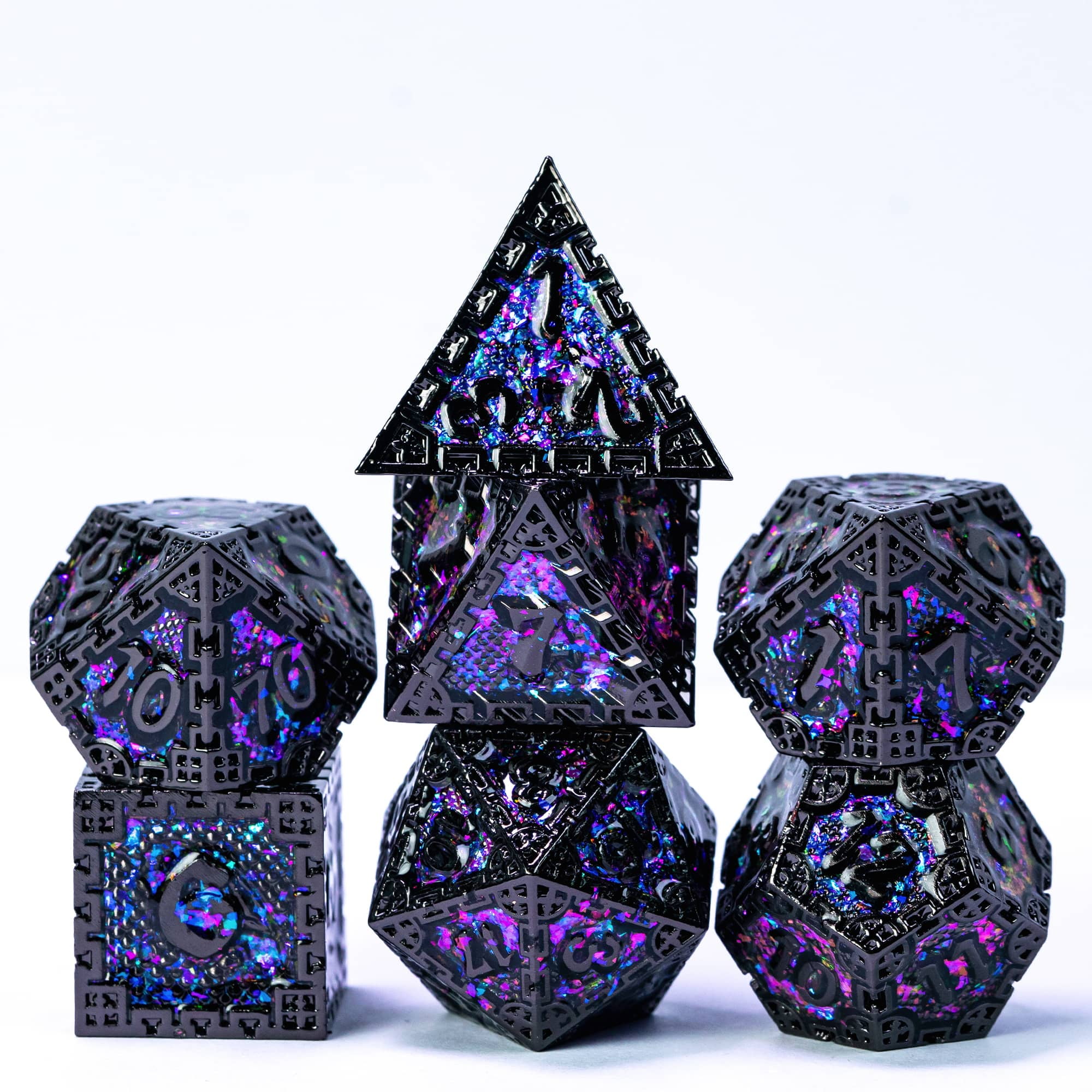 Cusdie Metal Dice Set, 7 Pcs DND Metal Dice, Dragon Scale Polyhedral Dice Set, for Role Playing Game D&D Dice MTG Pathfinder