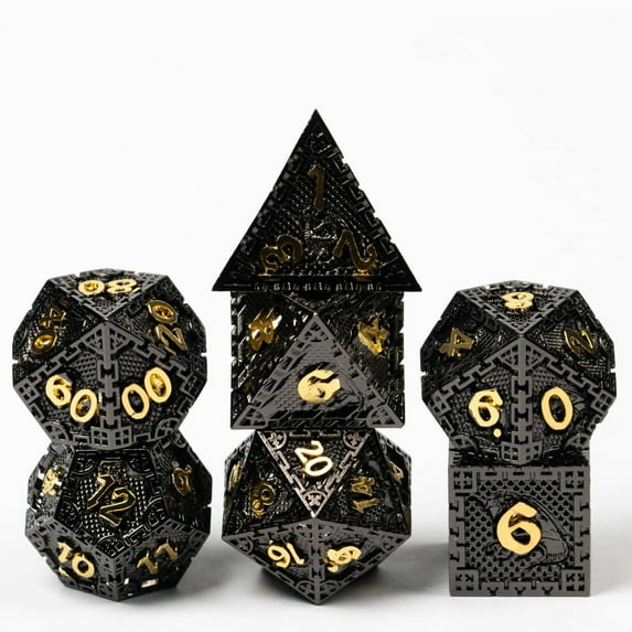 Cusdie Metal Dice Set, 7 Pcs DND Metal Dice, Dragon Scale Polyhedral Dice Set, for Role Playing Game D&D Dice MTG Pathfinder