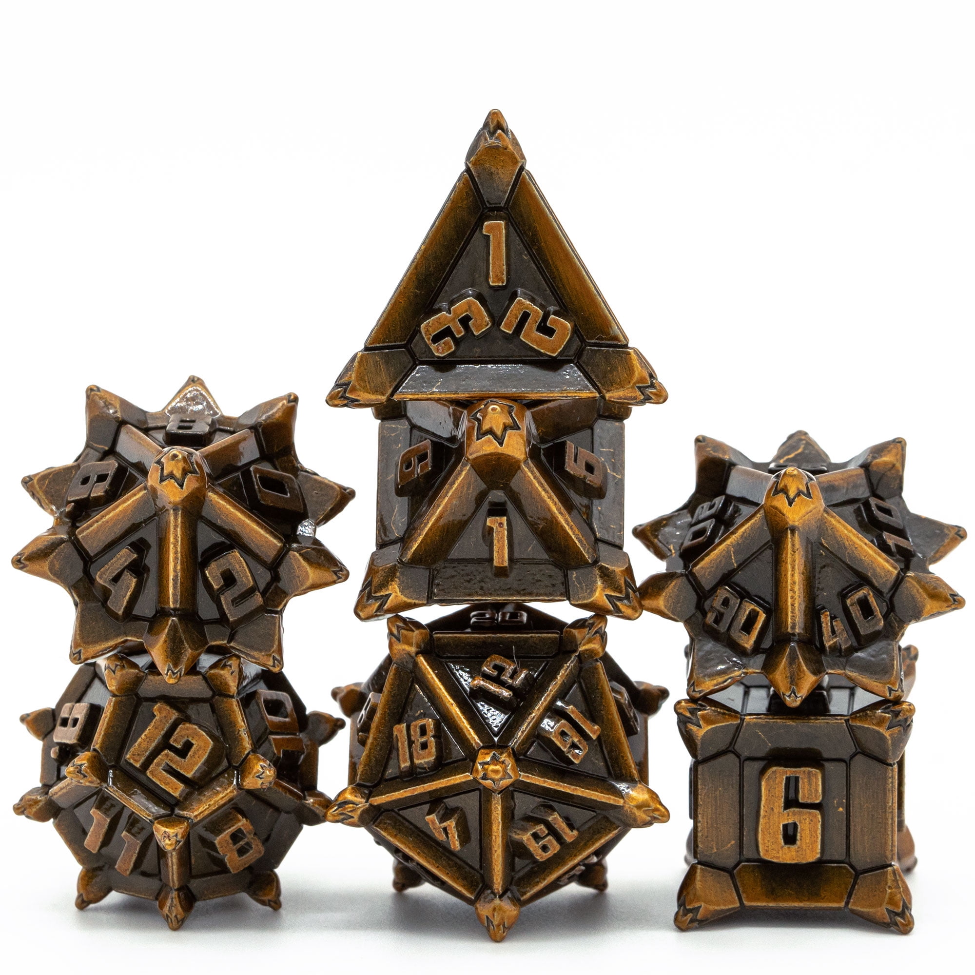 Cusdie Metal Dice Set, 7 Pcs DND Metal Dice, Pinwheel Design Polyhedral Dice Set, for Role Playing Game D&D Dice MTG Pathfinder