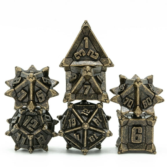 Cusdie Metal Dice Set, 7 Pcs DND Metal Dice, Pinwheel Design Polyhedral Dice Set, for Role Playing Game D&D Dice MTG Pathfinder