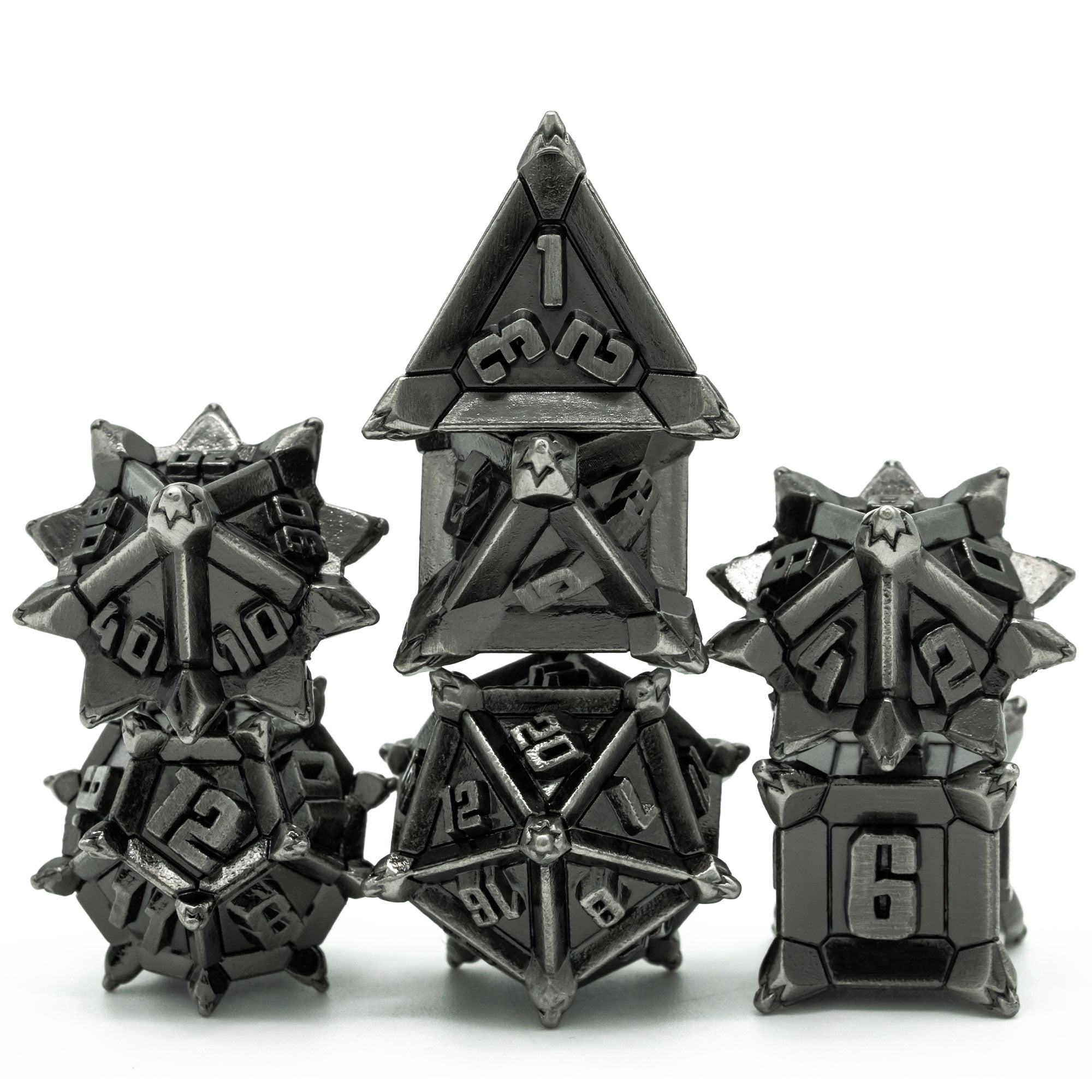 Cusdie Metal Dice Set, 7 Pcs DND Metal Dice, Pinwheel Design Polyhedral Dice Set, for Role Playing Game D&D Dice MTG Pathfinder