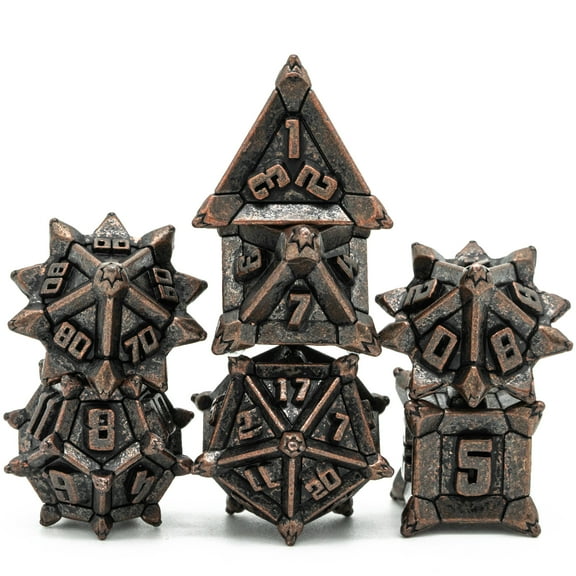 Cusdie Metal Dice Set, 7 Pcs DND Metal Dice, Pinwheel Design Polyhedral Dice Set, for Role Playing Game D&D Dice MTG Pathfinder