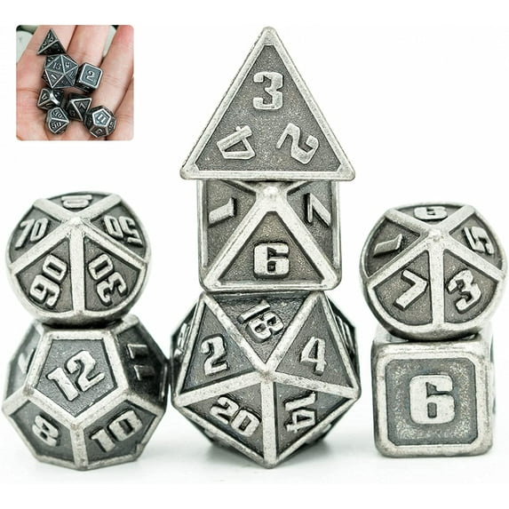 Cusdie Mini Metal DND Dice Set, 7-Die 10MM Metal Polyhedral D&D Dice Setfor DND Dungeons and Dragons TTRPG Role Playing Games