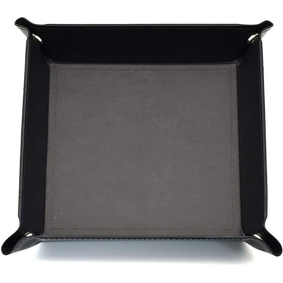 Cusdie Portable Dice Tray PU Leather Tray Folding Square Dice Holder Tray for Dungeons and Dragon RPG DND Table Games