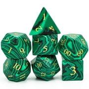 Cusdie Set of 7 Handmade Stone Dice, 16mm Polyhedral Stone D&D Dice Set with Leather Box, DND Dices for Collection