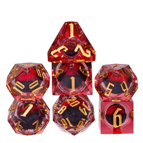 Cusdie Sharp Edges DND Dice, Death Peeping Eyes Liquid Core Dice, 7 PCs D&D Dice, Handcrafted Polyhedral Dice Set, for TTRPG Role Playing Game Pathfinder